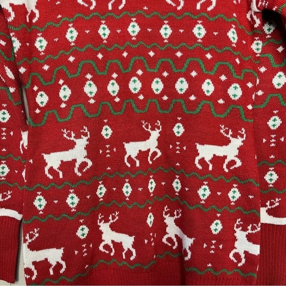 Tipsy Elves Women Sweater Dress Small Red Christmas Holiday Party Reindeer White - Picture 6 of 10